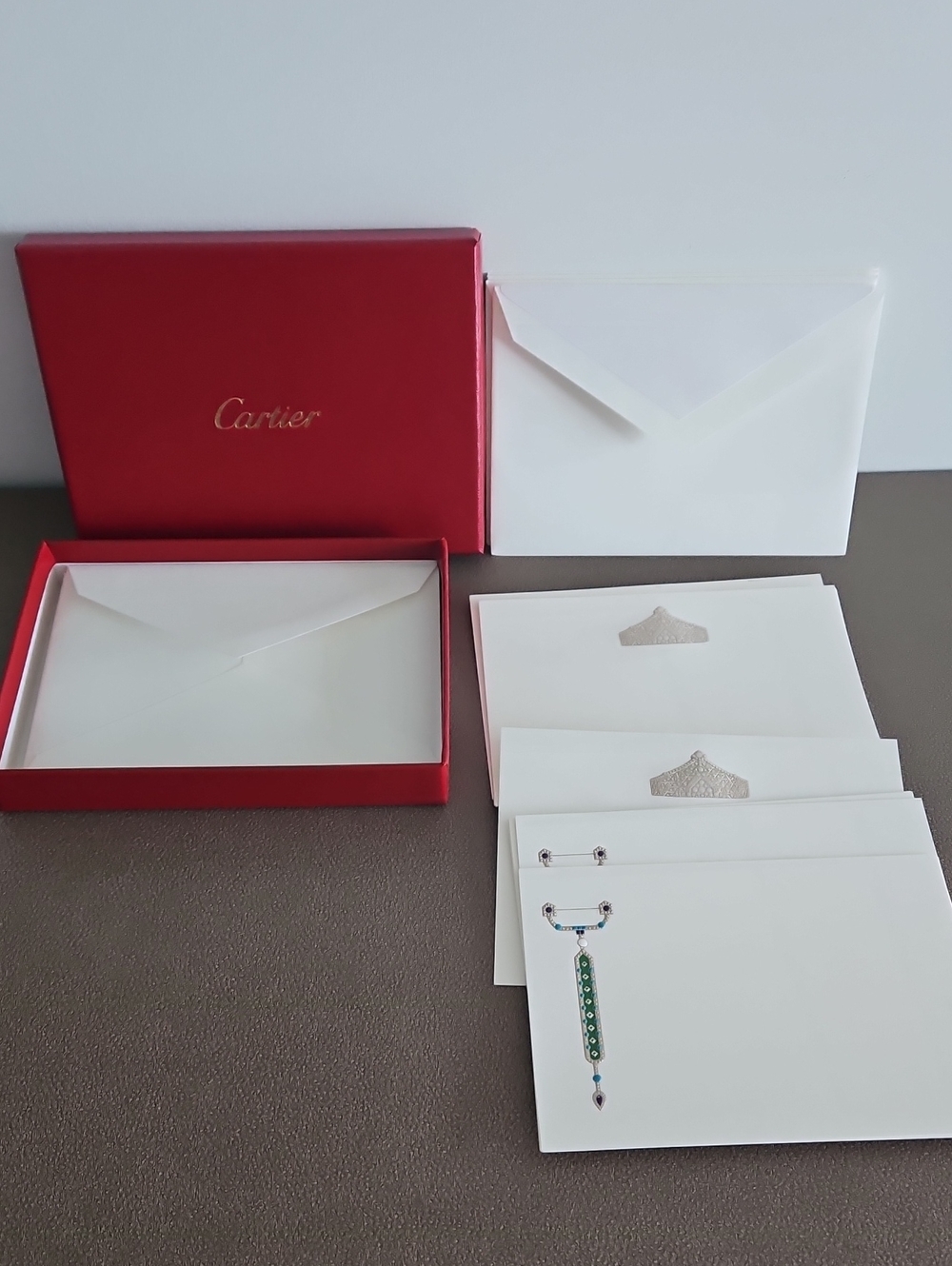 Cartier Red and White Presentation Set with Branded Envelope